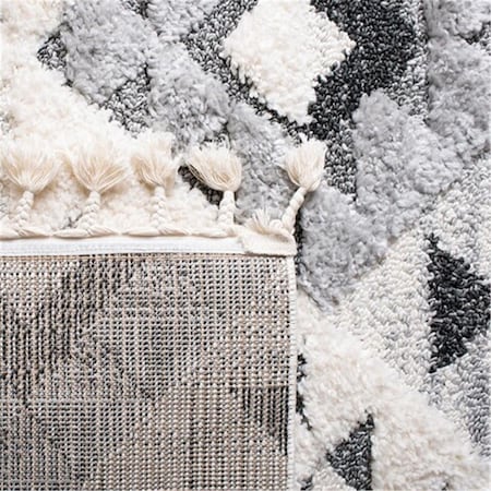 Safavieh 11 x 11 ft. Moroccan Tassel Shag Contemporary Square Power Loomed Rug Ivory & Grey MTS688F-11SQ